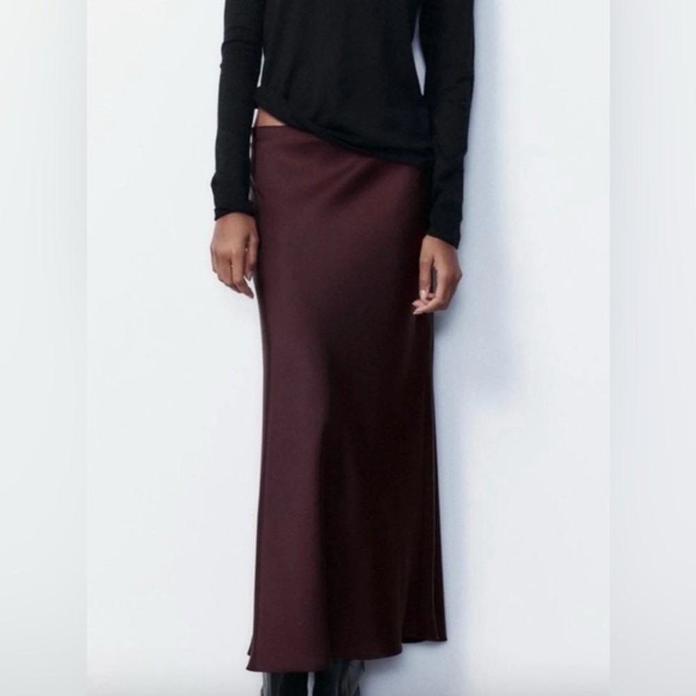 Zara Burgundy Maxi Skirt